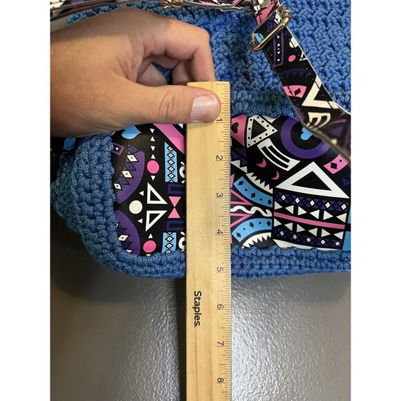 Handmade Crochet Backpack Womens Boho Knit Aztec Tribal Bag Unique Festival - Picture 8 of 11